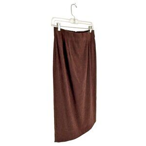 Versailles NY Vintage Brown Faux Suede Maxi Skirt, Size 8